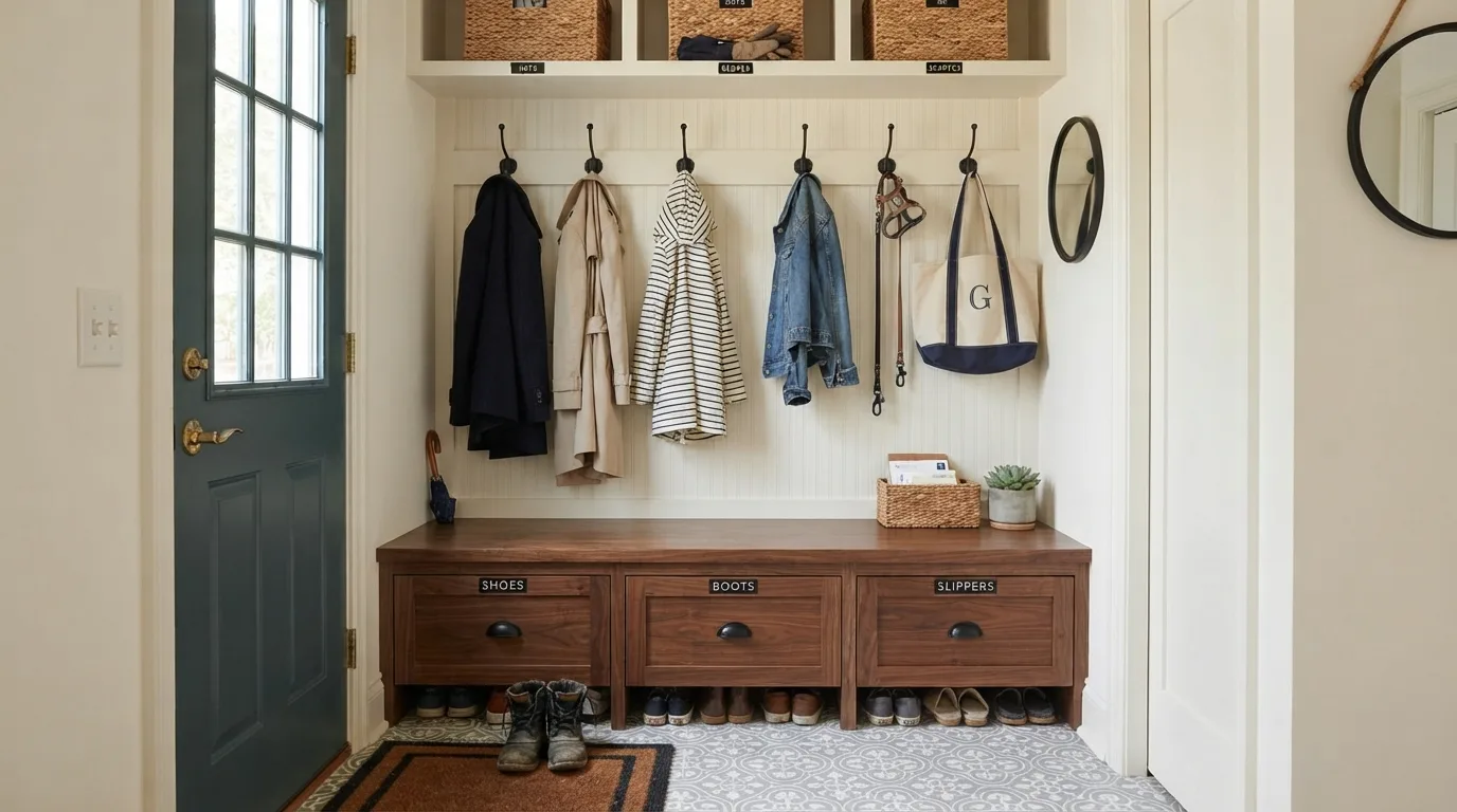 Built-In Entryway Bench — 18 Small Mudroom Ideas for Entryways — image 01