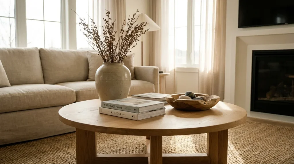 Round Wooden Coffee Table — 15 Living Room Coffee Table Ideas — image 01