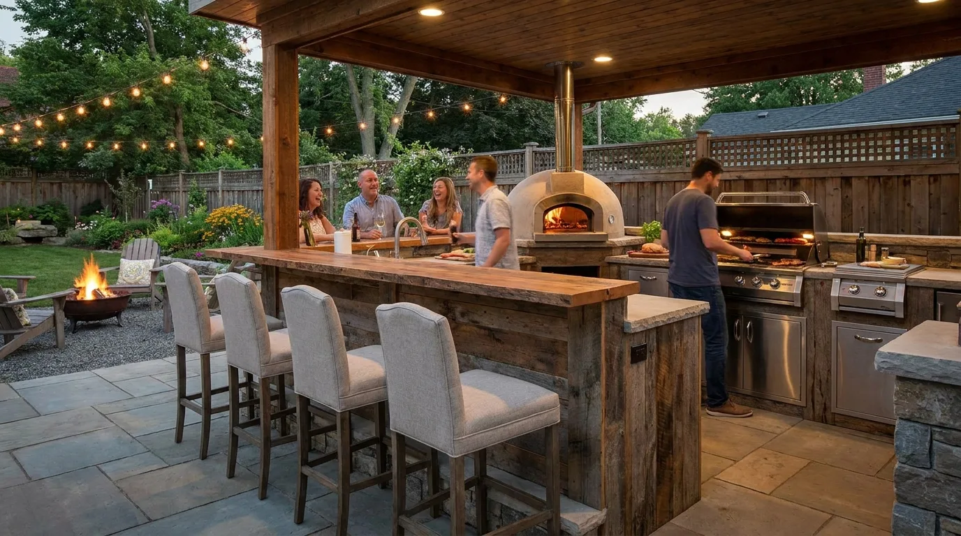 Outdoor Kitchen with Bar Seating — 18 Smart Outdoor Kitchen Ideas — image 02