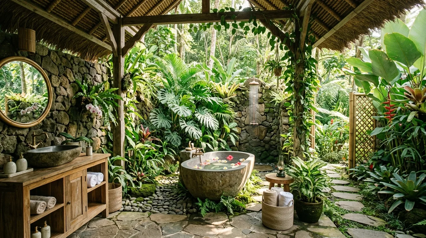 Tropical Outdoor Bathroom — 15 Outdoor Bathroom Ideas — image 03