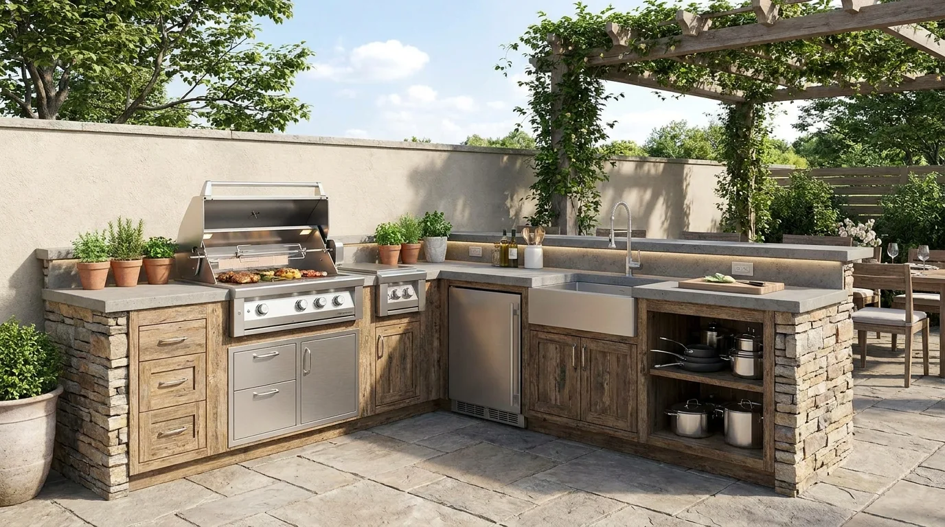 L-Shaped Outdoor Kitchen — 18 Smart Outdoor Kitchen Ideas — image 05