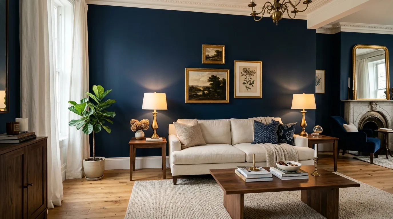 Navy Blue Accent Wall — 20 Living Room Accent Walls Ideas — image 06