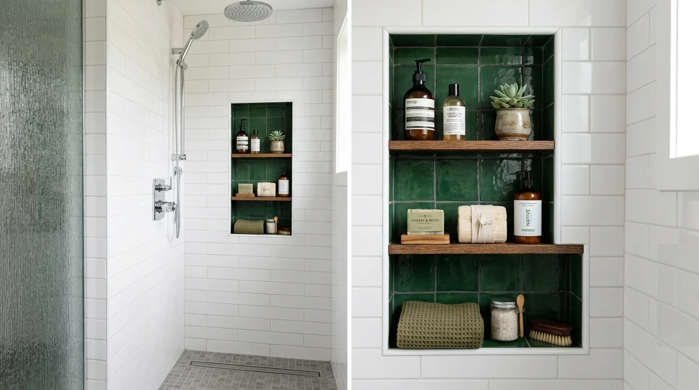 Forest Green Shower Niche — 18 Chic Green Tile Bathroom Ideas — image 07