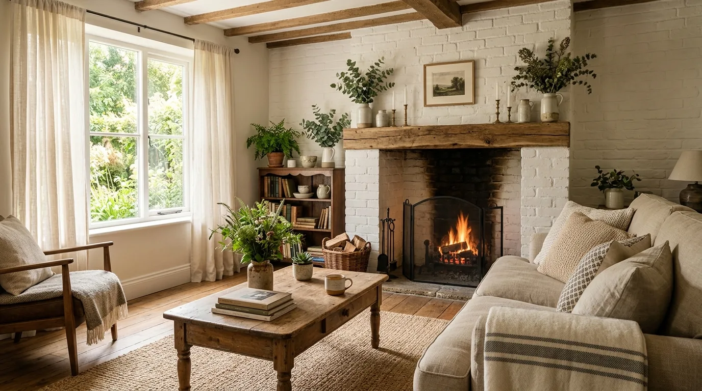 Whitewashed Brick Fireplace — 15 Fireplace Makeover Ideas — image 07