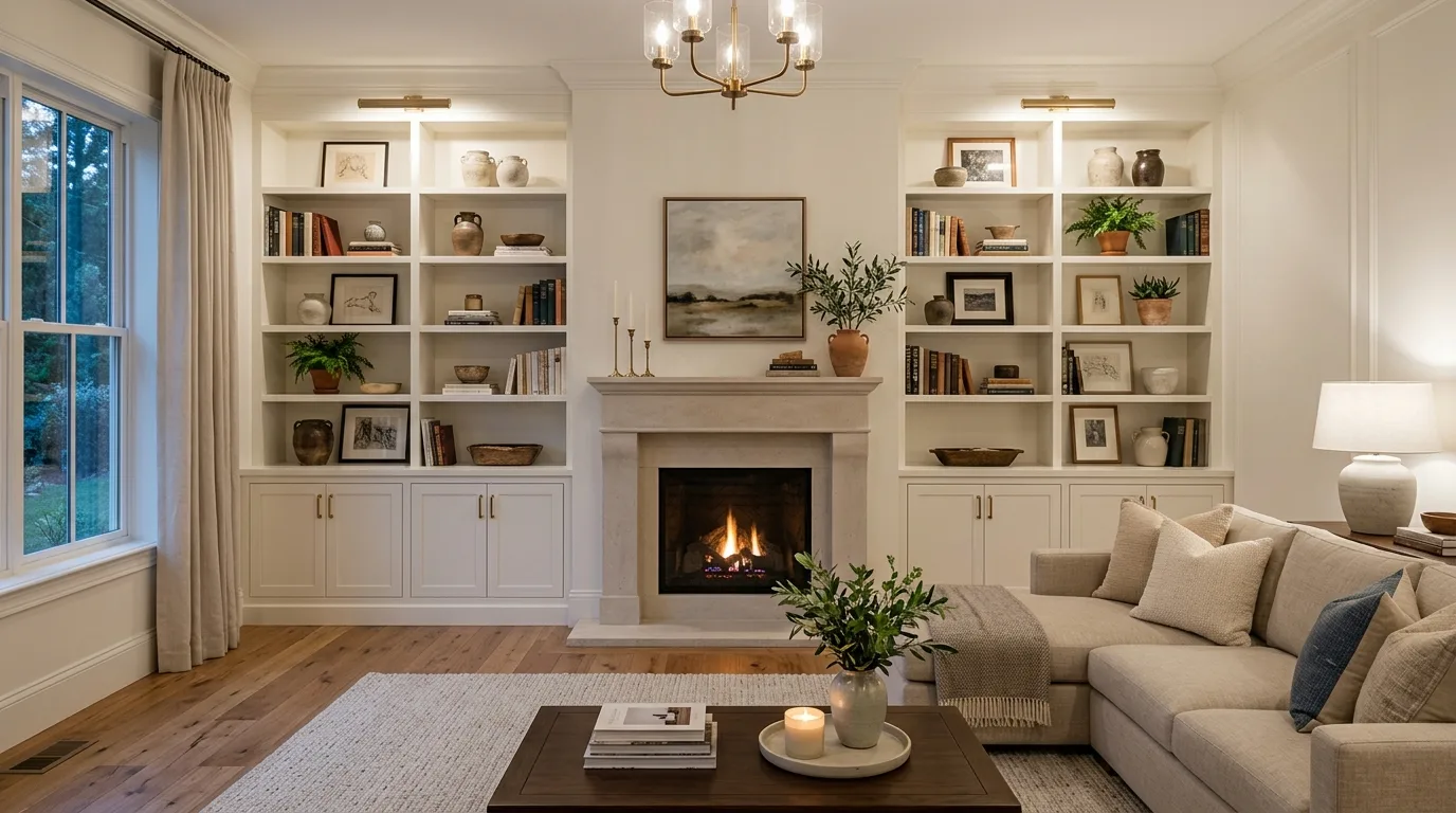 Add Built-In Shelving — 15 Fireplace Makeover Ideas — image 08