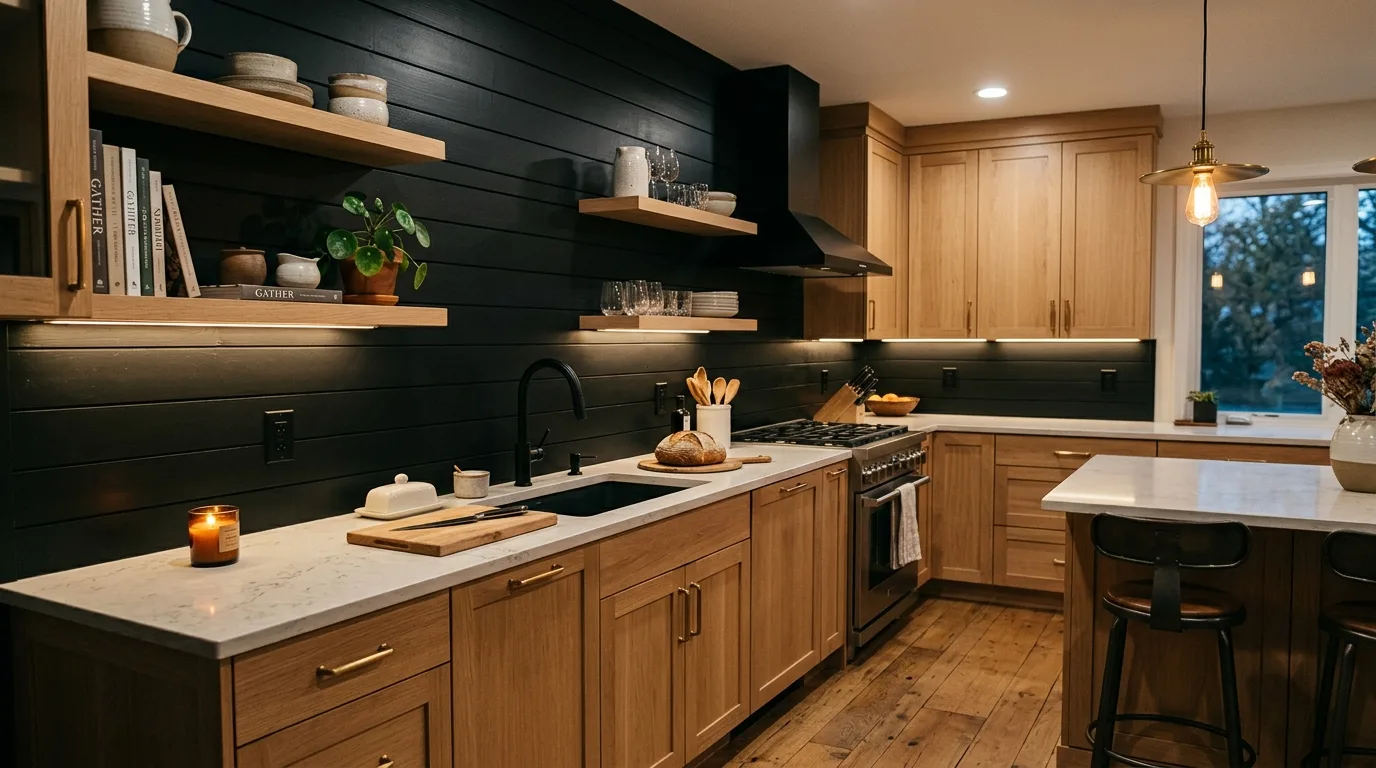 Black Shiplap Backsplash — 15 Kitchen Shiplap Backsplash Ideas — image 09