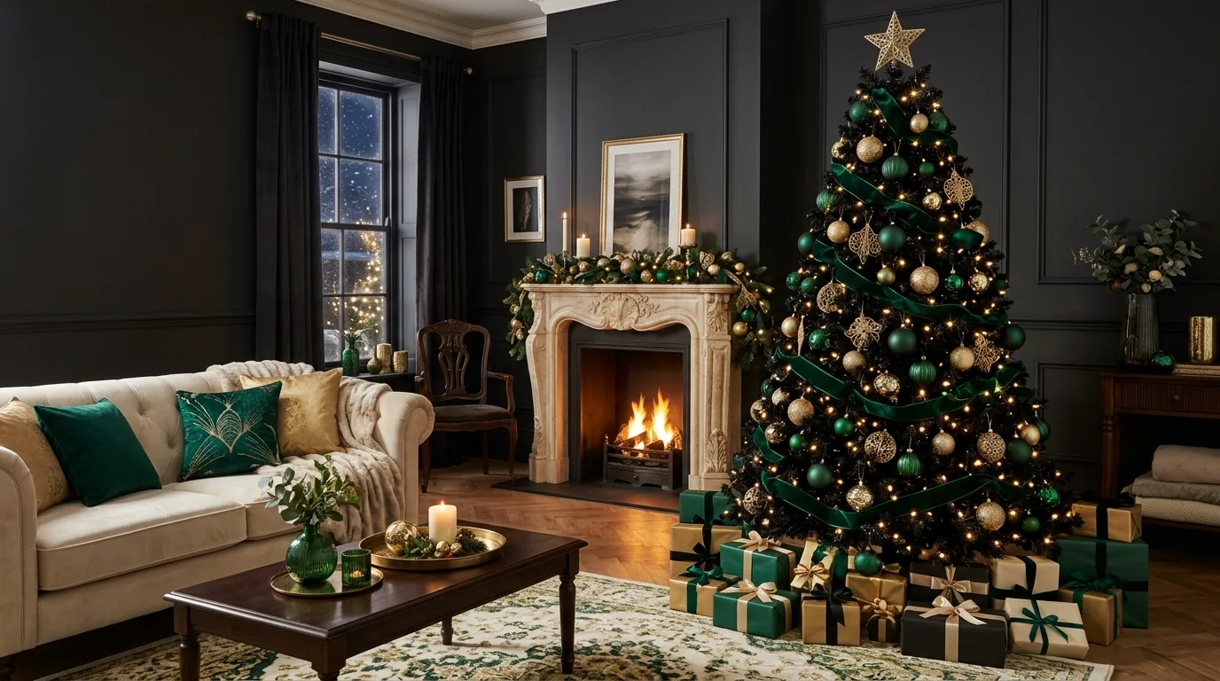 Black and Emerald Green Christmas Tree — 20 Black Christmas Tree Ideas — image 09