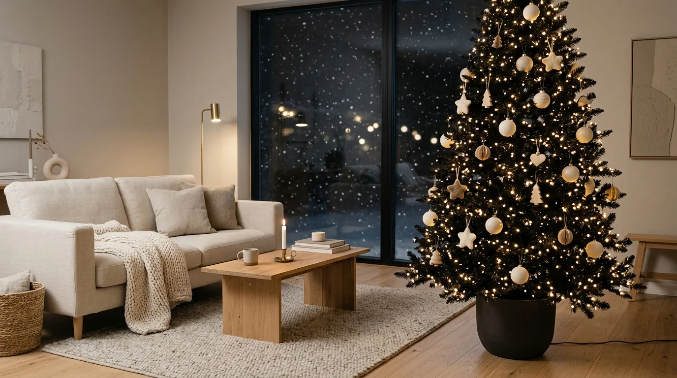 Black Christmas Tree with White Lights — 20 Black Christmas Tree Ideas — image 10