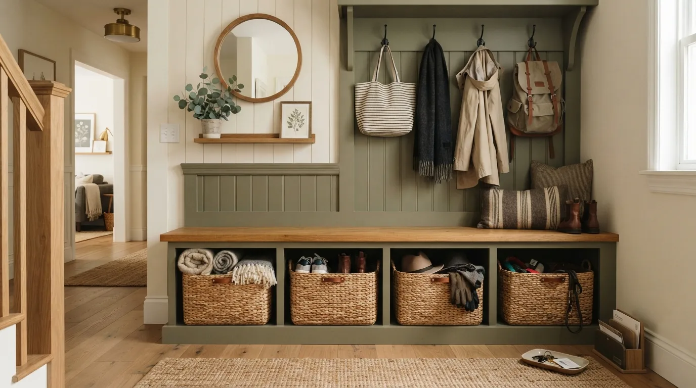 Mudroom with Baskets — 18 Small Mudroom Ideas for Entryways — image 10