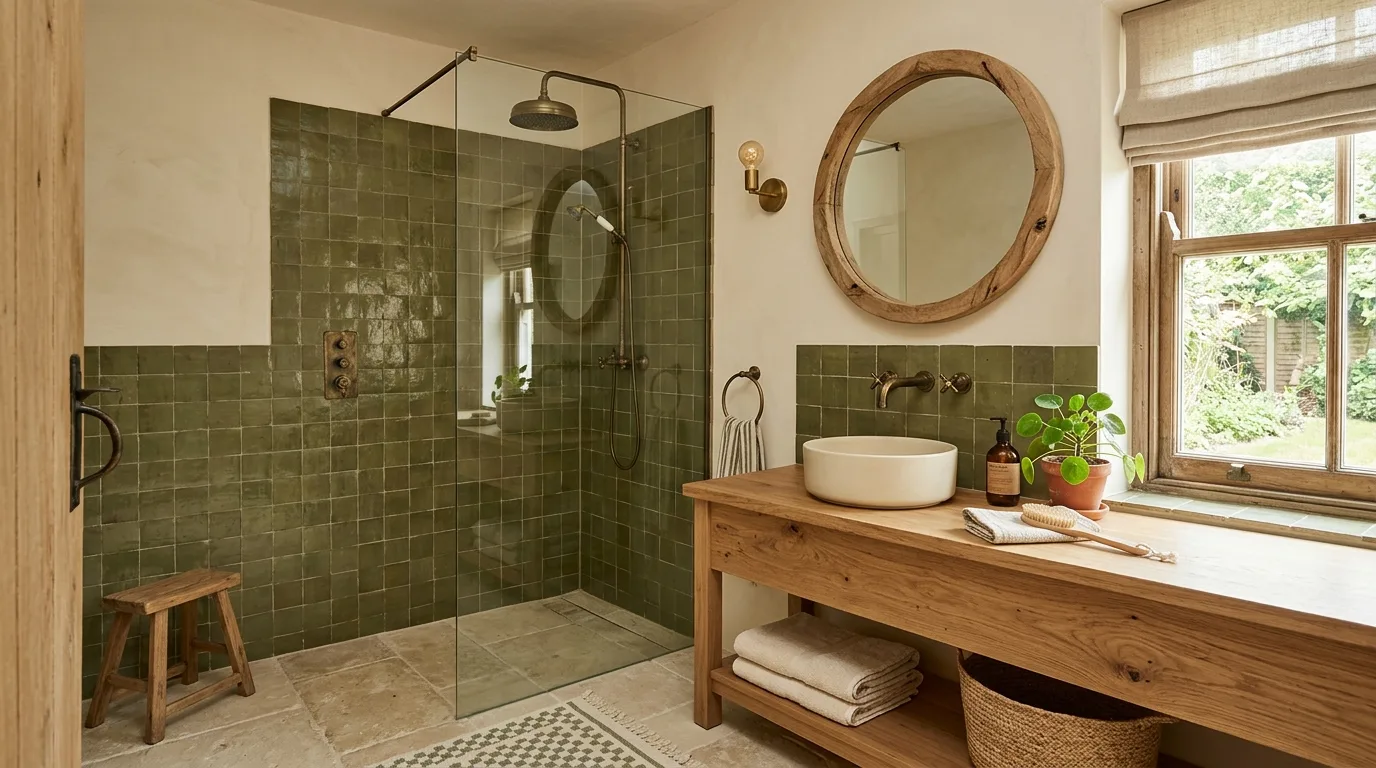 Olive Green Bathroom Tile — 18 Chic Green Tile Bathroom Ideas — image 10