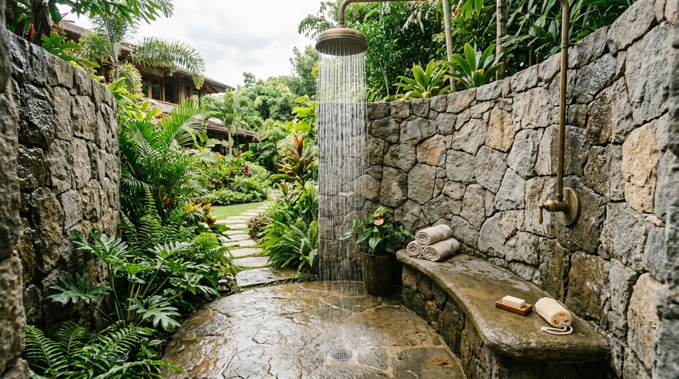 Outdoor Bathroom with Rainfall Shower — 15 Outdoor Bathroom Ideas — image 10