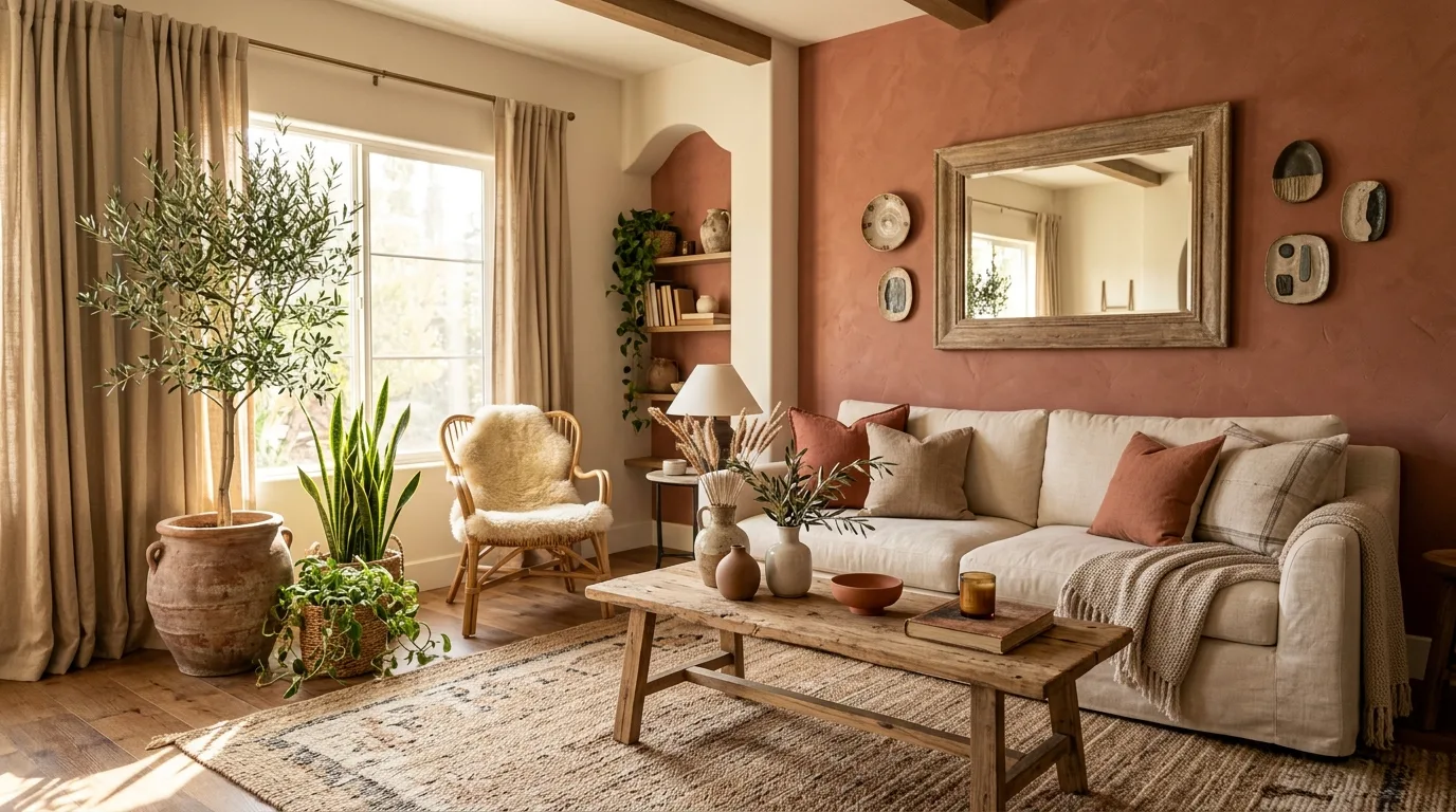 Terracotta Accent Wall — 20 Living Room Accent Walls Ideas — image 10