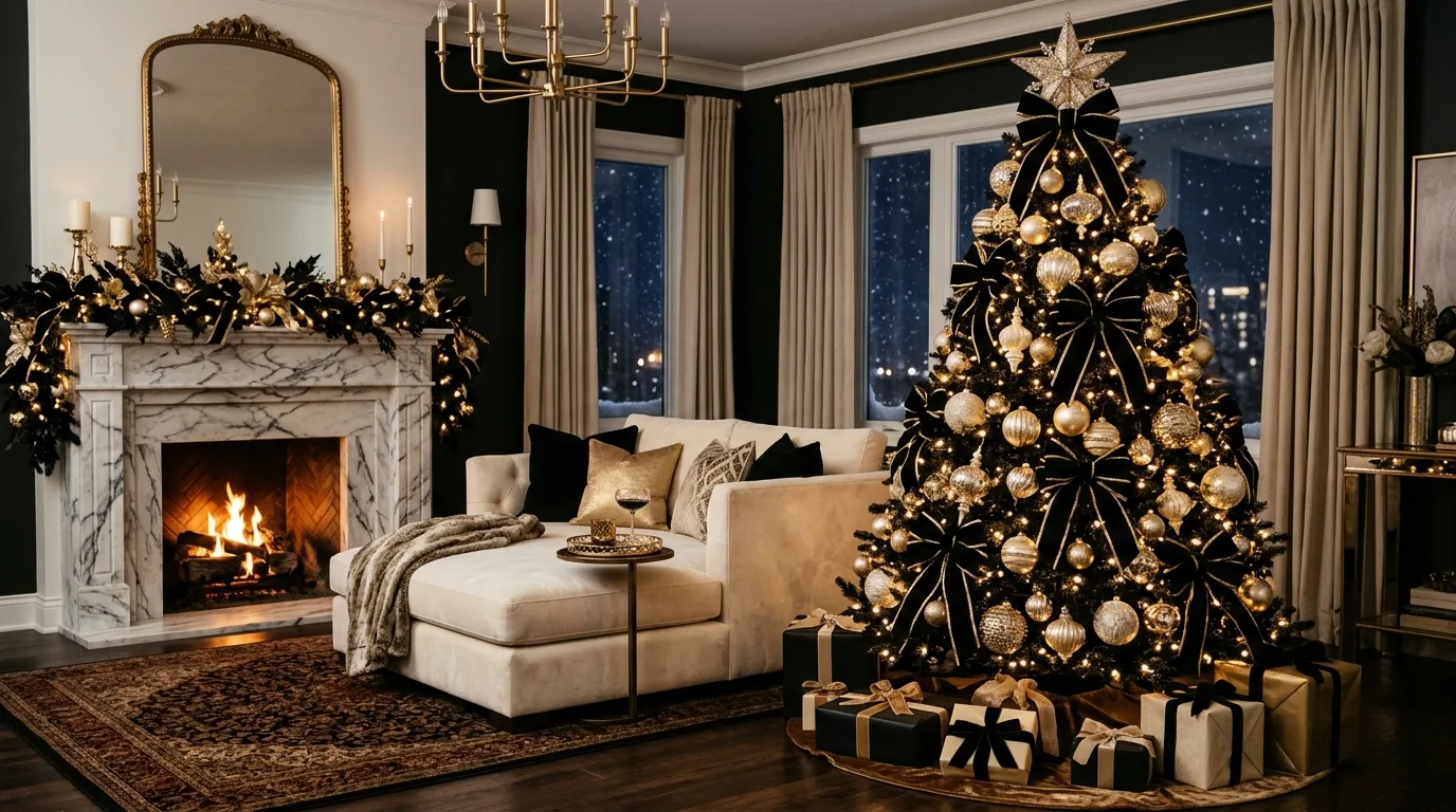 Black Christmas Tree with Oversized Ornaments — 20 Black Christmas Tree Ideas — image 11