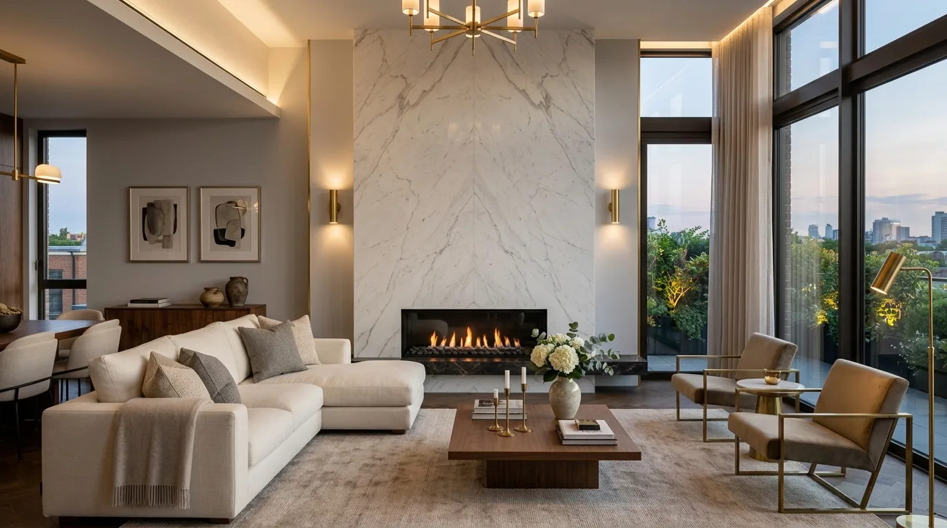 Marble Accent Wall — 20 Living Room Accent Walls Ideas — image 11