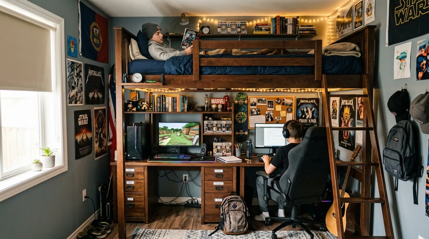 Loft Bed with Workspace — 18 Teenage Boys Bedroom Ideas — image 12