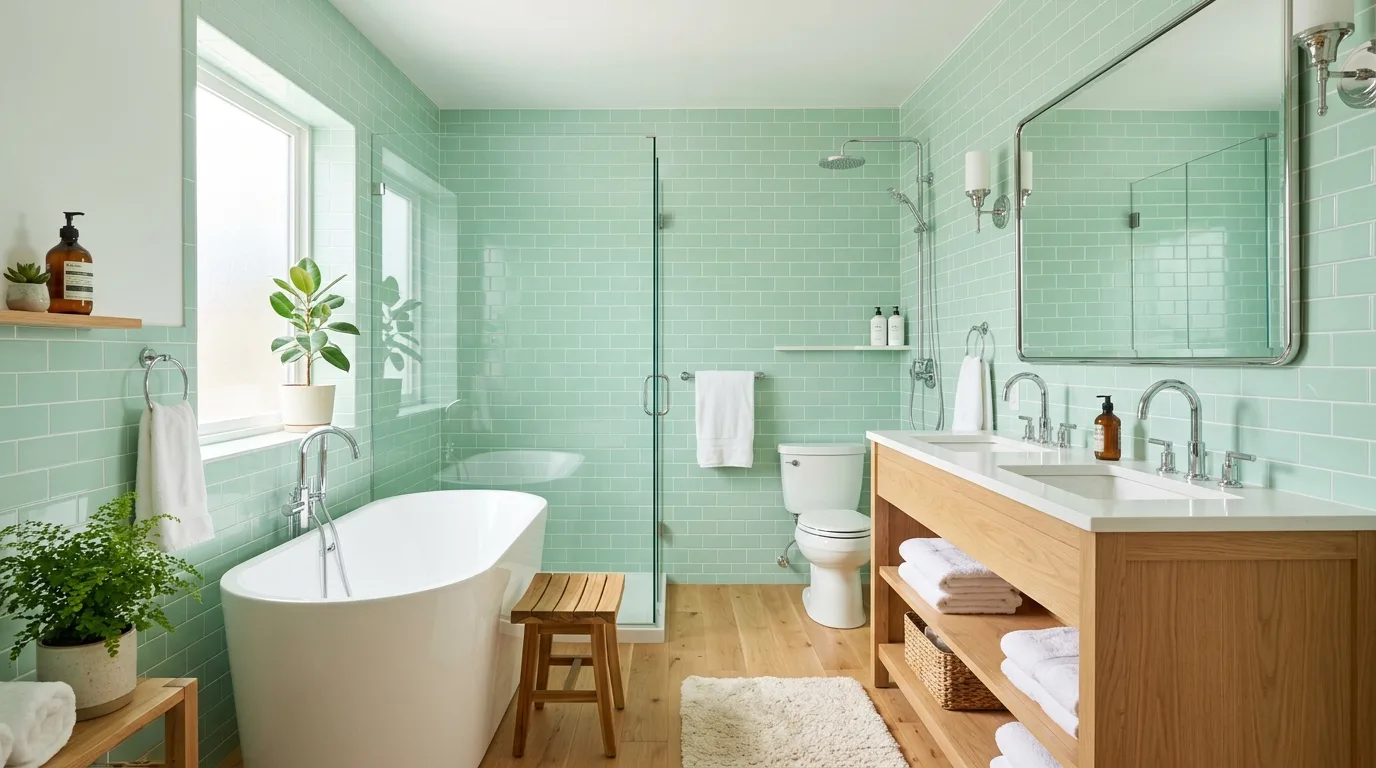 Mint Green Bathroom Tile — 18 Chic Green Tile Bathroom Ideas — image 12