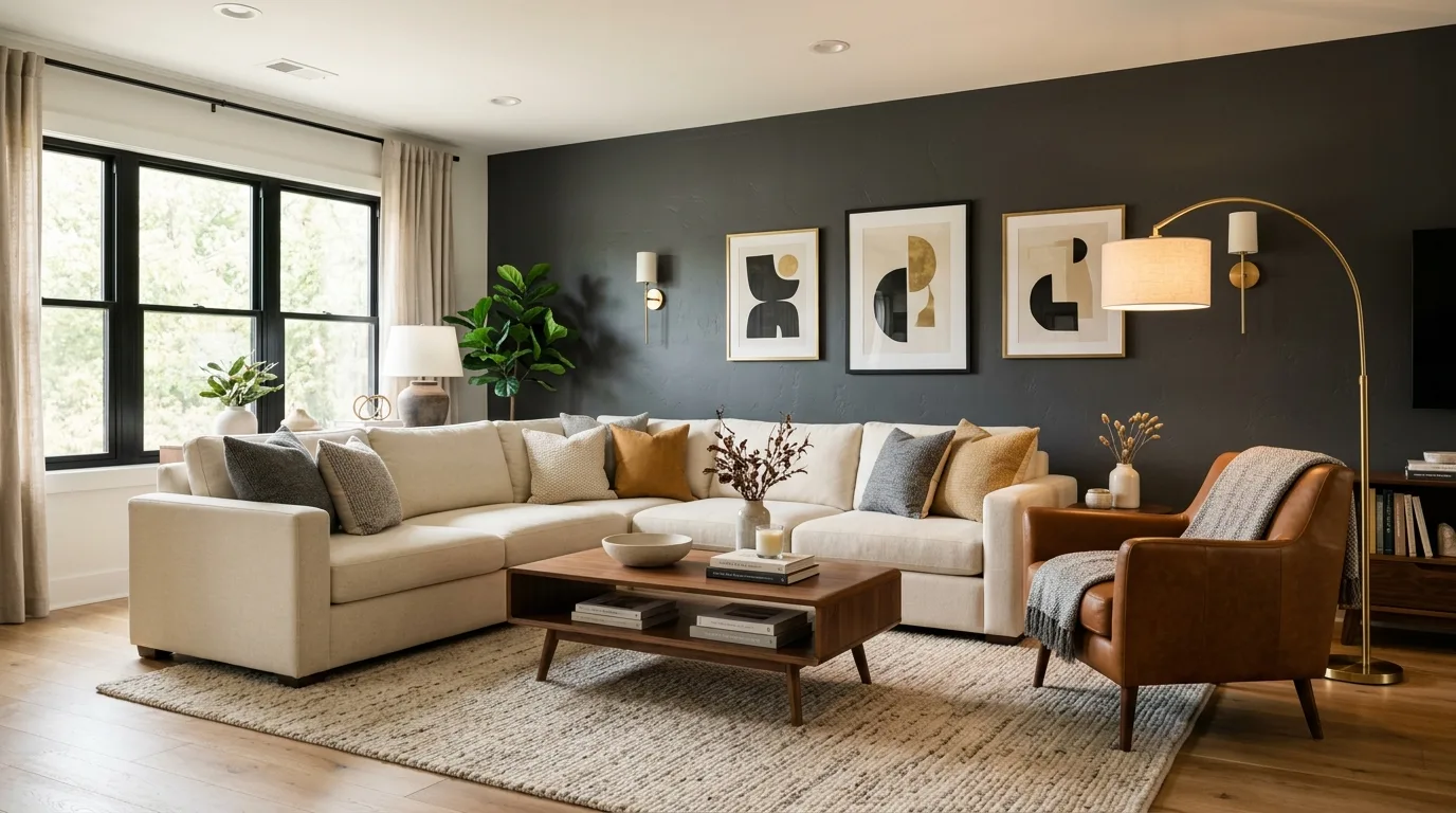 Charcoal Gray Accent Wall — 20 Living Room Accent Walls Ideas — image 13