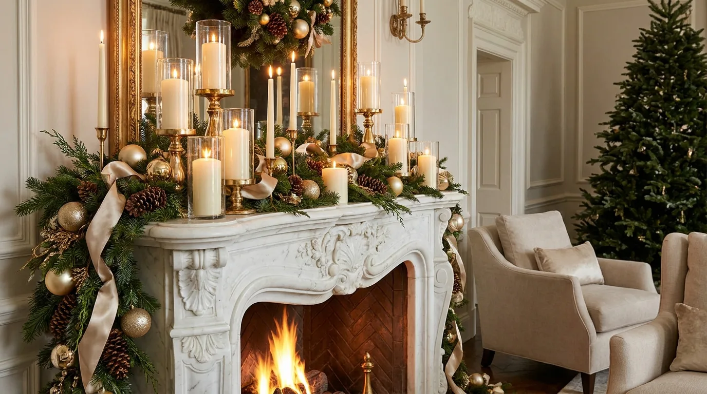 Luxury Christmas Candle Display — 22 Luxury Christmas Decor Ideas — image 13