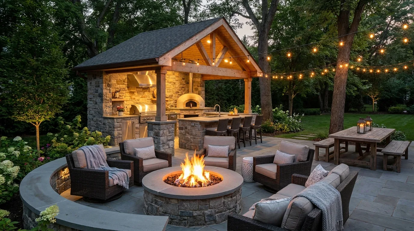 Outdoor Kitchen with Fire Pit — 18 Smart Outdoor Kitchen Ideas — image 14