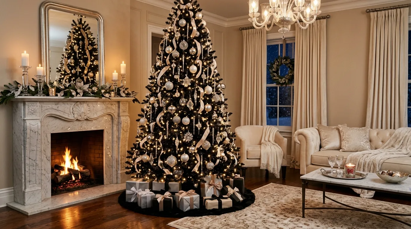 Black Christmas Tree with Crystal Ornaments — 20 Black Christmas Tree Ideas — image 15