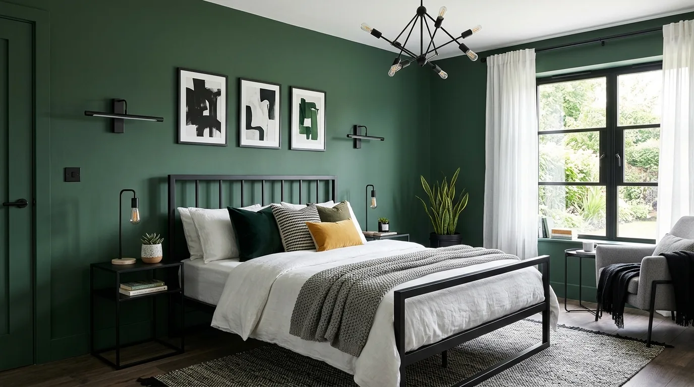 Green Bedroom with Black Accents — 20 Green Bedroom Ideas — image 16
