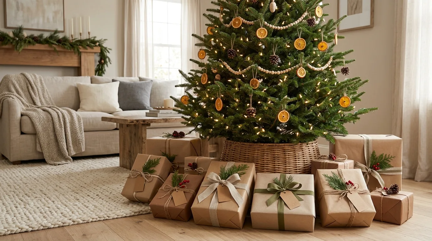 Natural Gift Wrapping Display — 20 Natural Christmas Decor Ideas — image 16