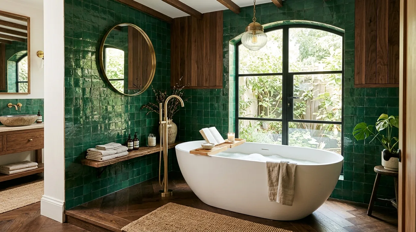 Green Tile Around the Bathtub — 18 Chic Green Tile Bathroom Ideas — image 17