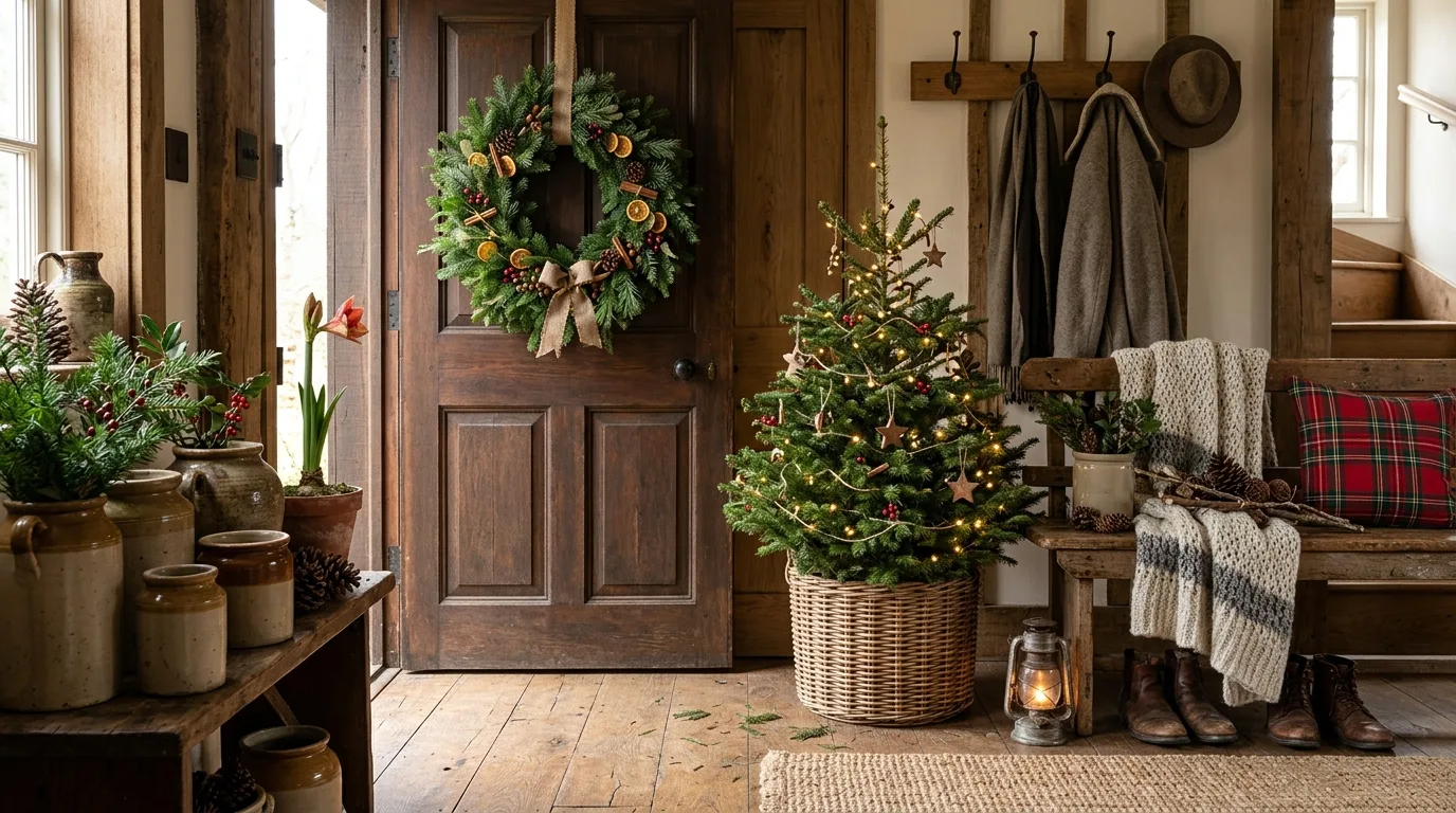 Rustic Christmas Entryway — 20 Natural Christmas Decor Ideas — image 17