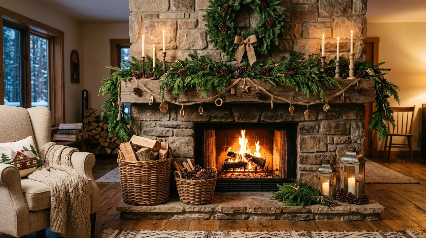 Natural Fireplace Hearth — 20 Natural Christmas Decor Ideas — image 19