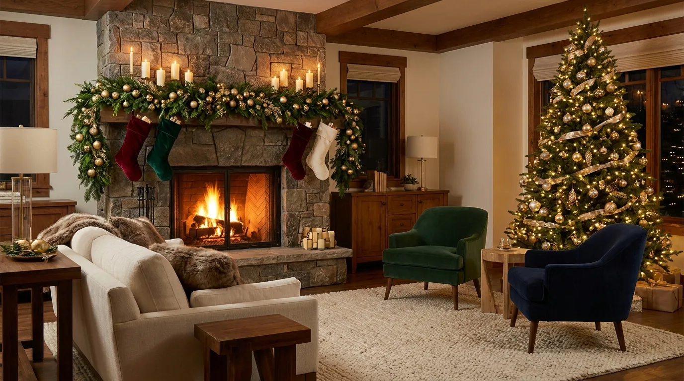 Cozy Luxury Christmas Fireplace — 22 Luxury Christmas Decor Ideas — image 20