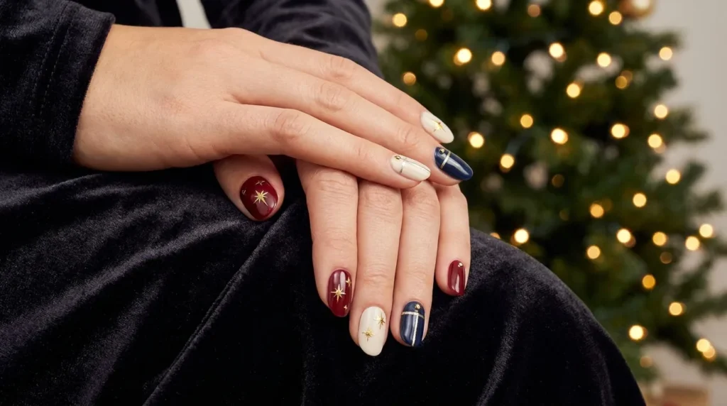 Classic red, white, and blue 4th of July manicure