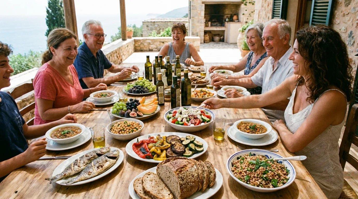 Colorful Mediterranean plate filled with fresh and roasted vegetables