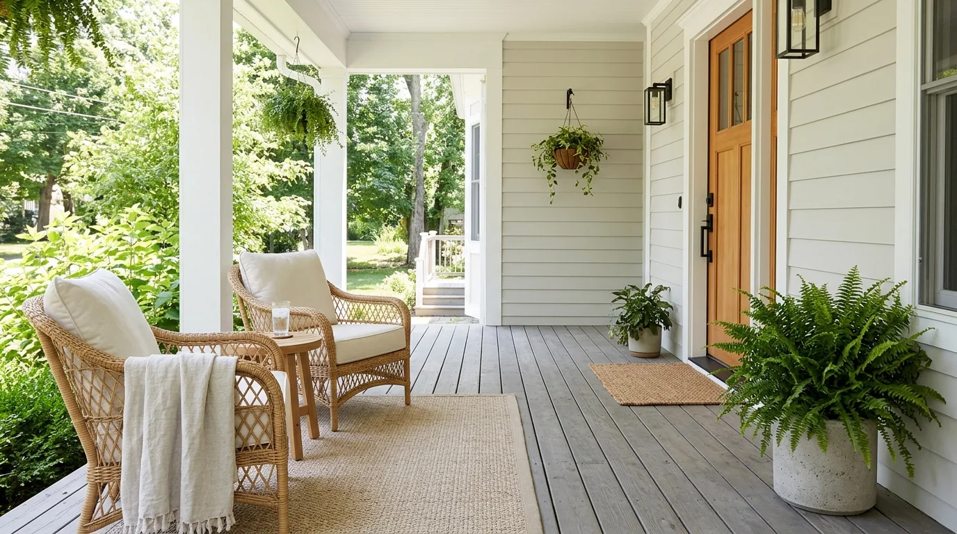 Classic porch swing styled for summer relaxation