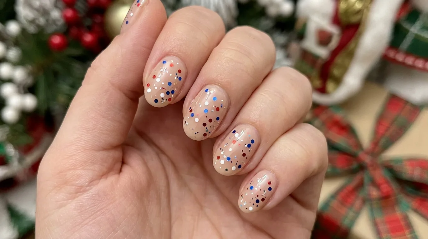 Red and blue patriotic French tip nails