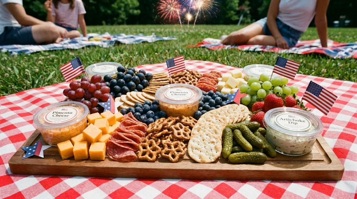 Elegant patriotic berry and Brie charcuterie board