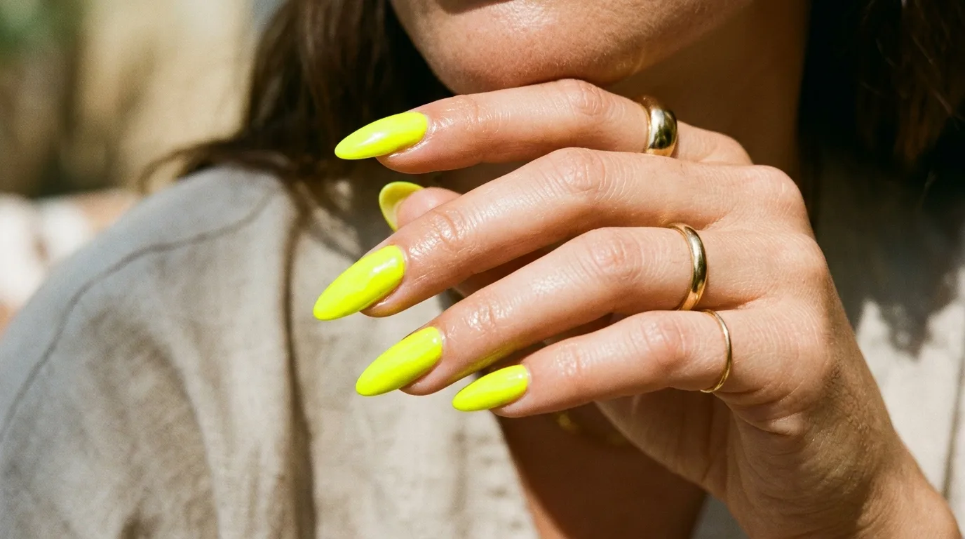 Soft butter yellow almond nails