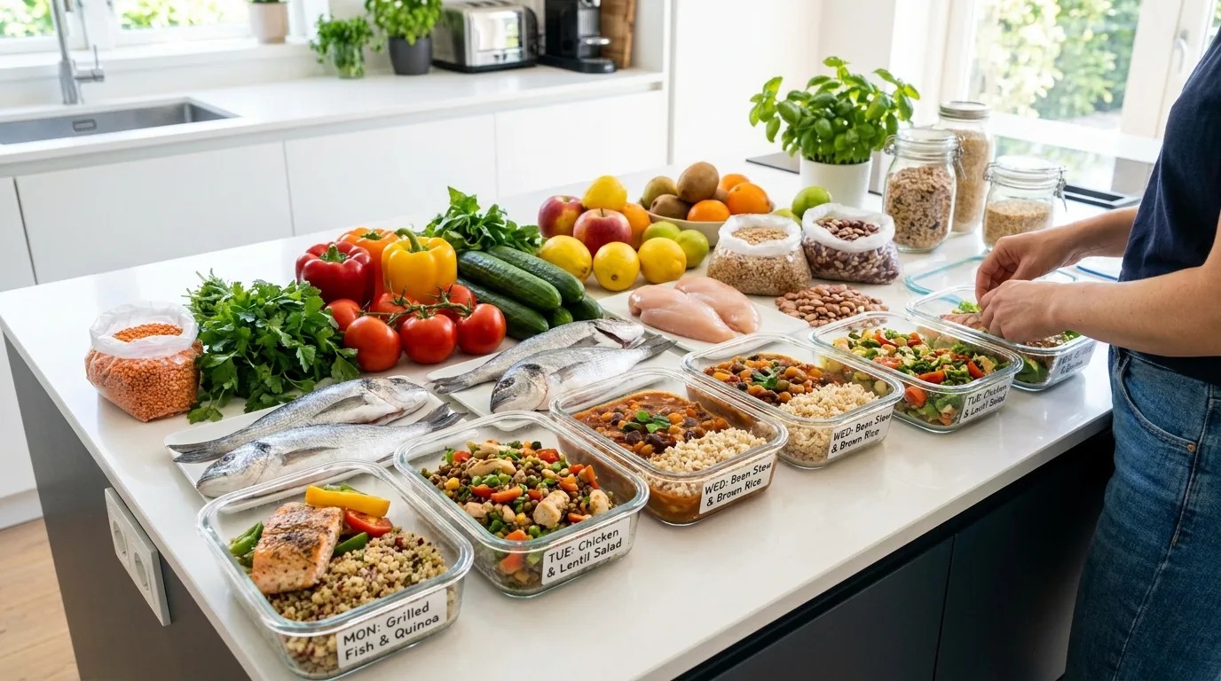 Mediterranean whole grains with vegetables and herbs