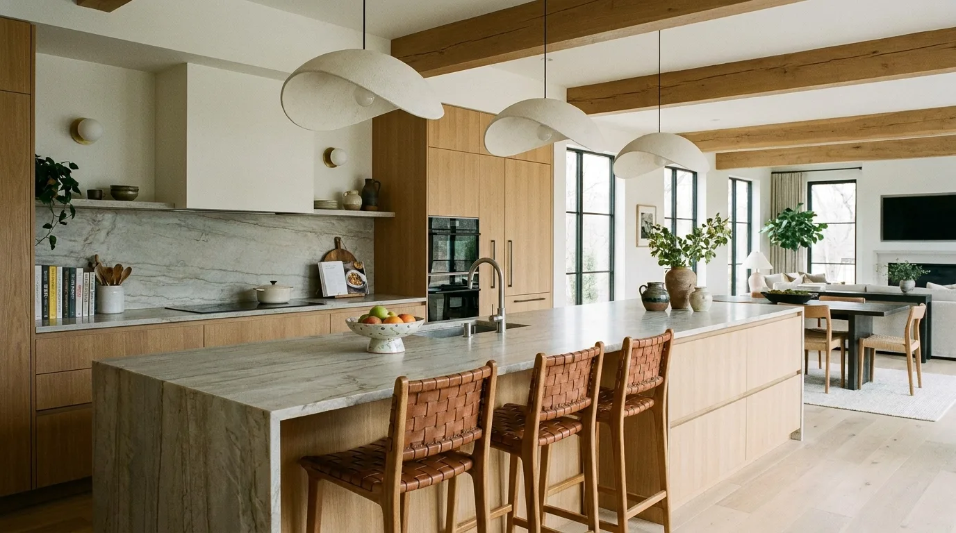 Sophisticated kitchen with dramatic black granite countertop