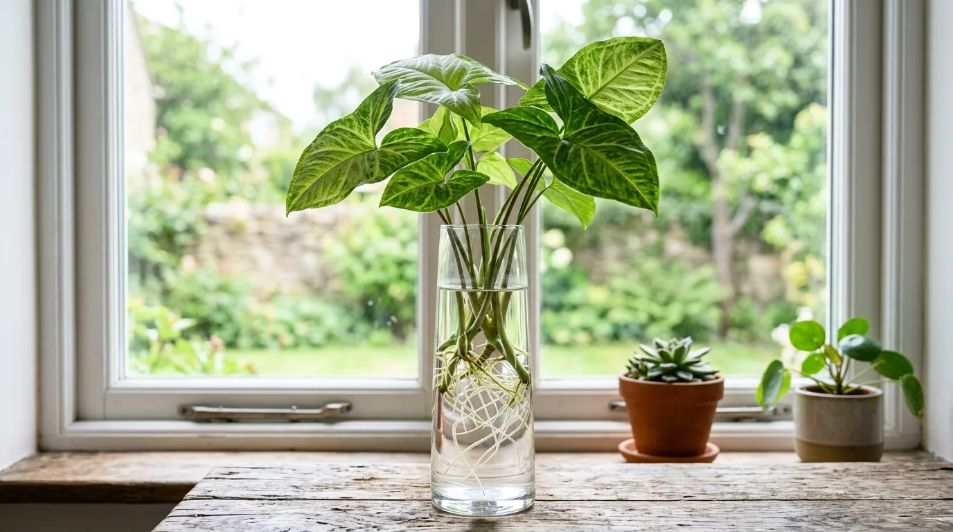 Lucky bamboo stalks growing in water with decorative stones
