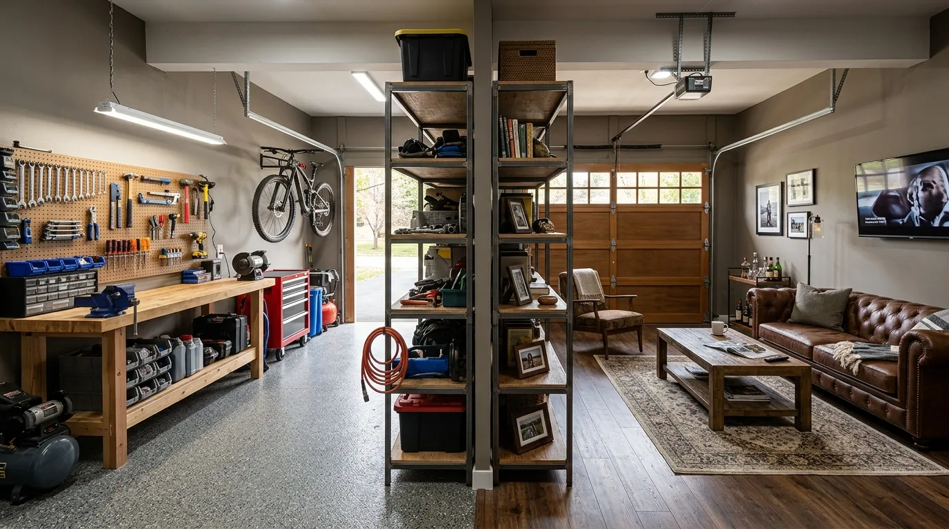 Sophisticated garage home bar man cave