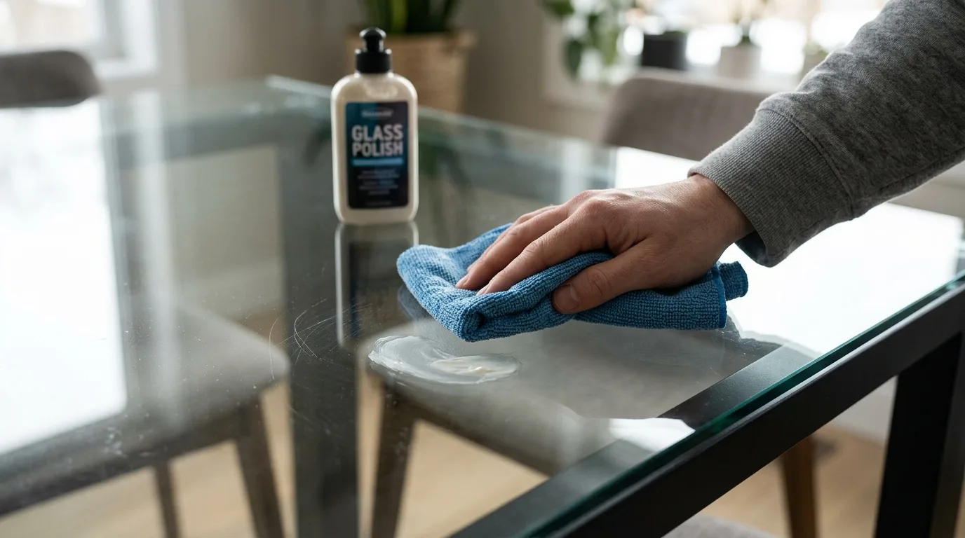 Baking soda paste for polishing light glass scratches