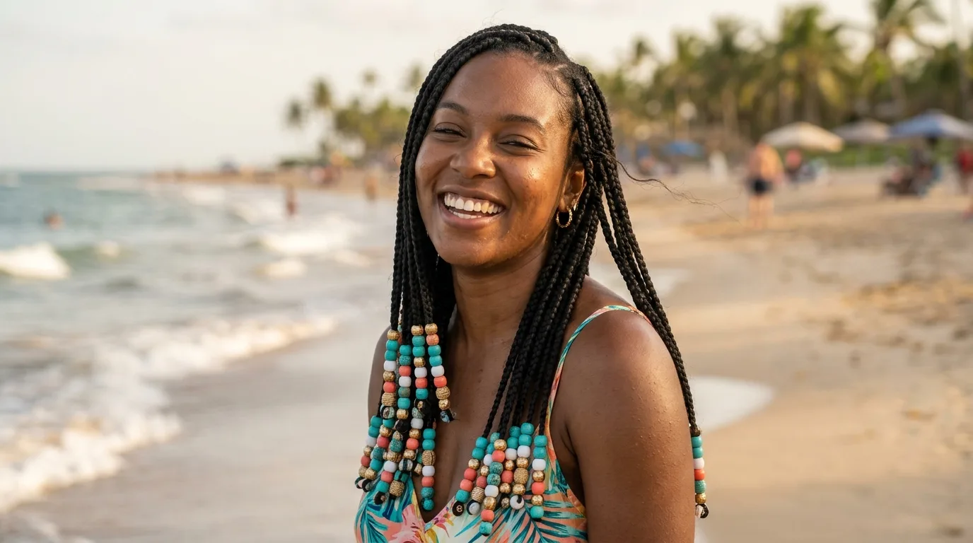 Boho knotless braids with loose curly strands