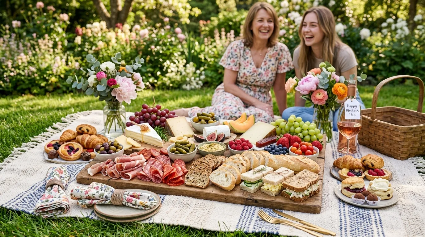 Sweet Mother’s Day dessert charcuterie board filled with colorful treats