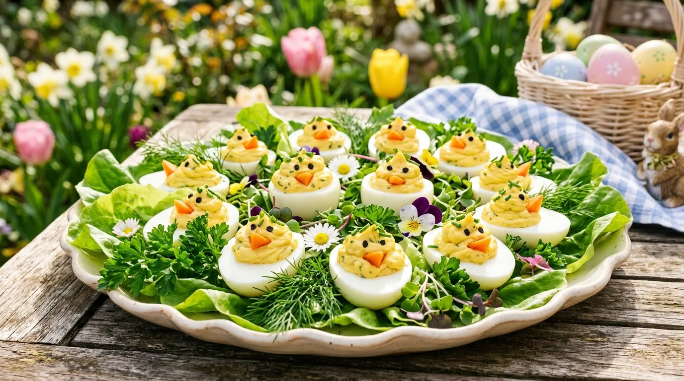 Carrot-shaped Easter cheese ball with crackers and colorful vegetables