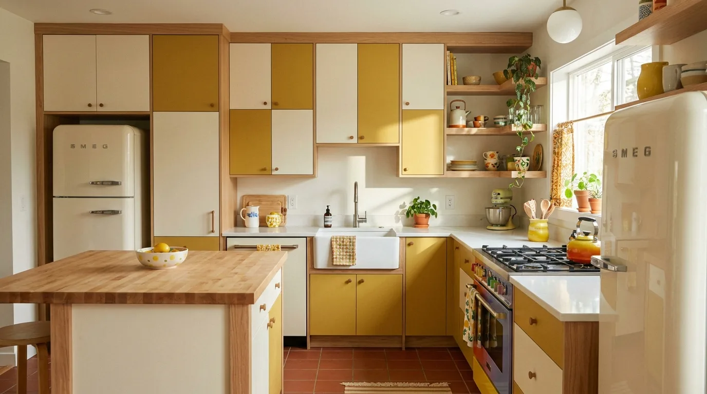 Navy blue and white kitchen laminate cabinets