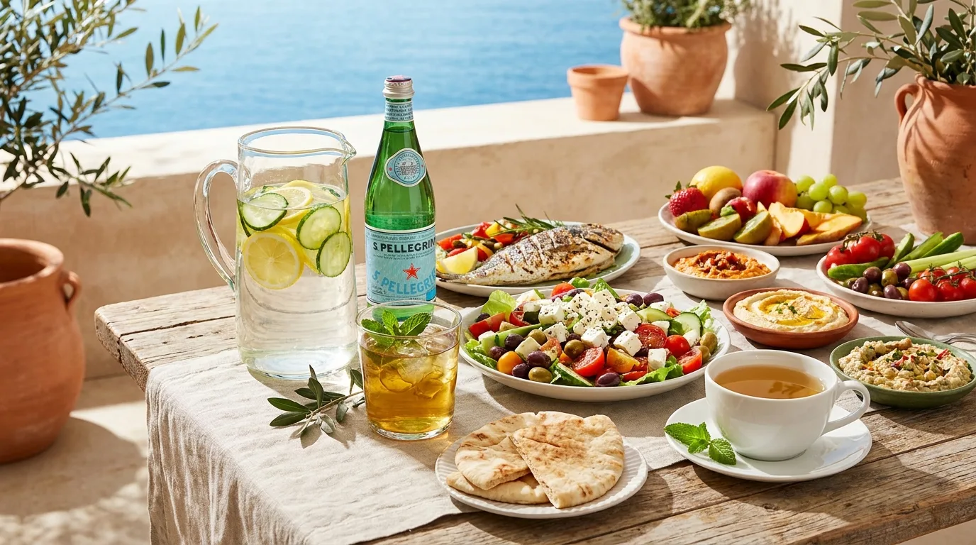 Chickpeas and lentils with fresh Mediterranean ingredients