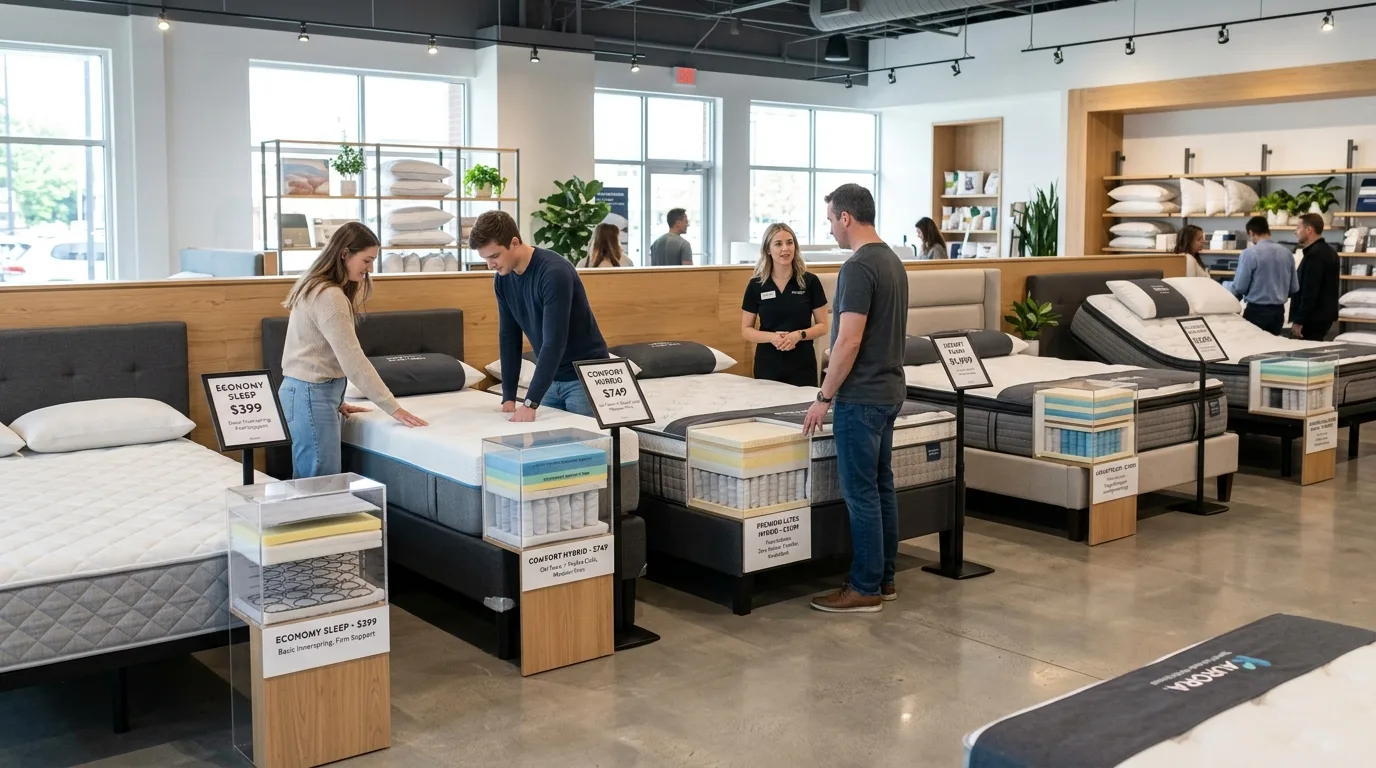 Visual comparison of memory foam contouring and hybrid mattress responsiveness