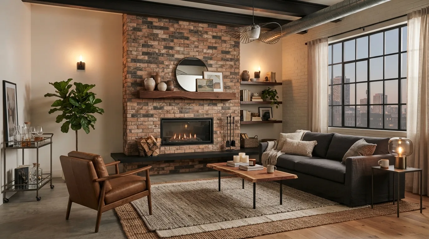 Natural stone cladding used for a dramatic interior feature wall