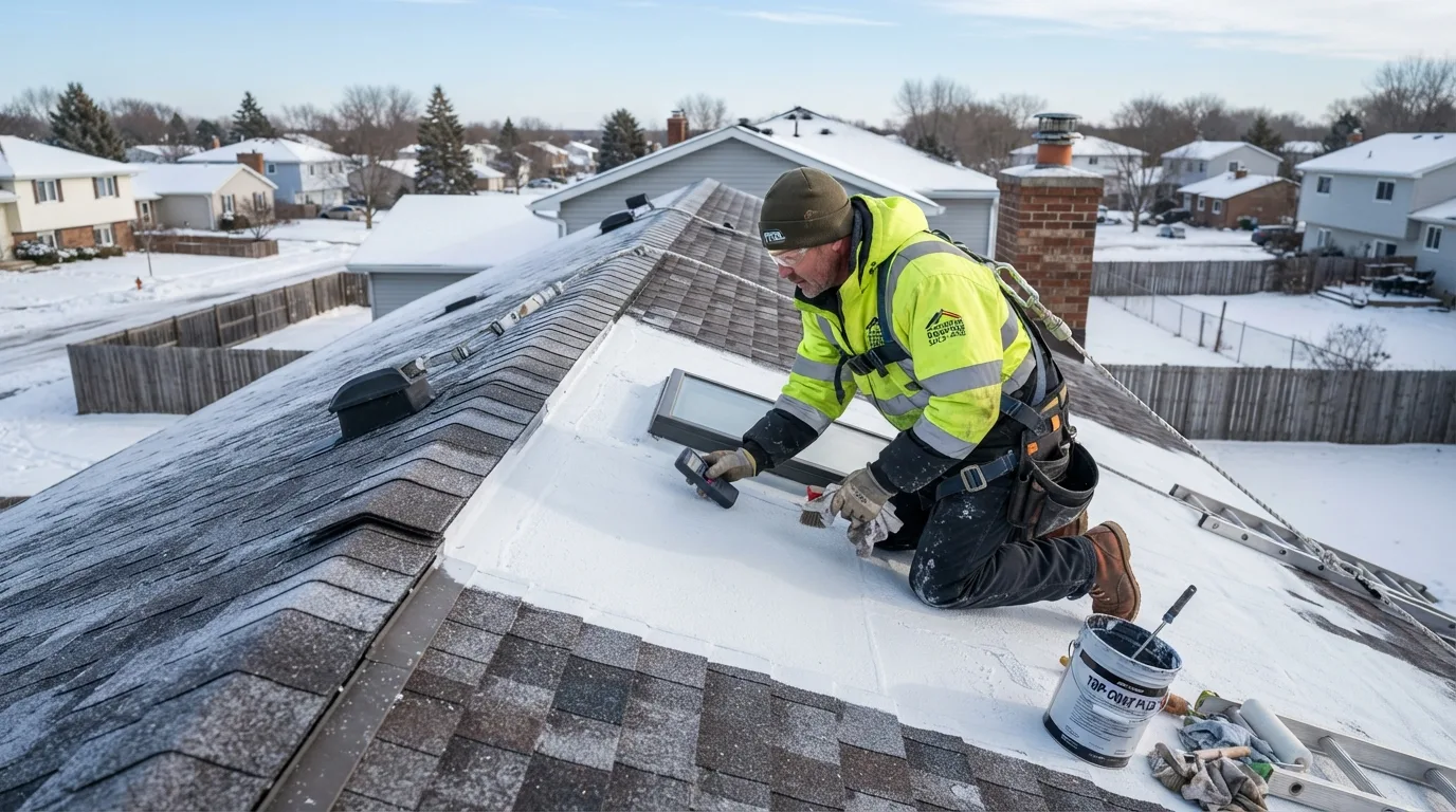 Checking a roof for moisture before winter coating