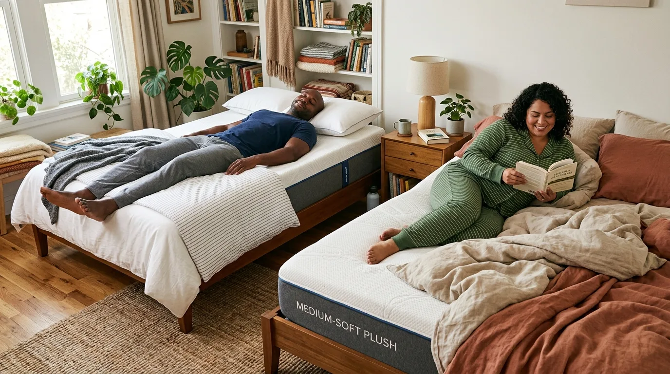 Hybrid mattress showing foam comfort layers and responsive pocketed coils